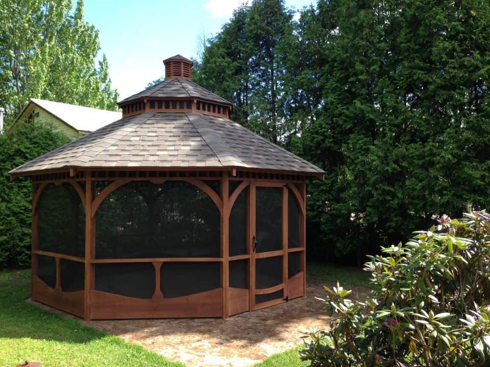 Gazebo Renaissance / 16 pieds / Pin blanc / Toit en bardaux avec campanile et coupole / Pallis